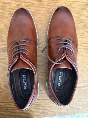 Gordon Rush Cognac Brown Leather Derby Oxfords